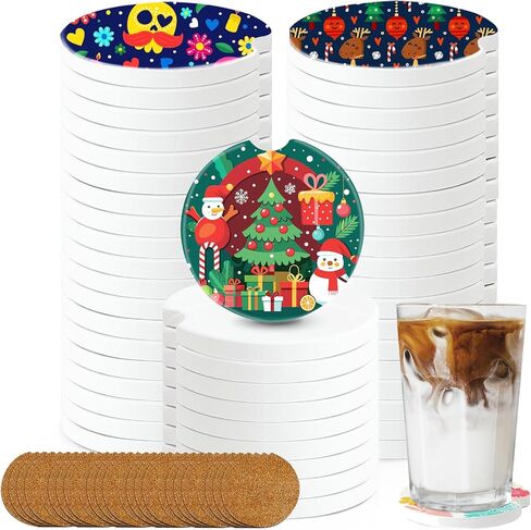 Sublimation Blanks Car Coasters for Cup Holders, Sublimation Coasters Circular for Thermal Blanks Car Cupholder Coaster DIY Craft Painting Car Decorations Interior in Saudi Arabia