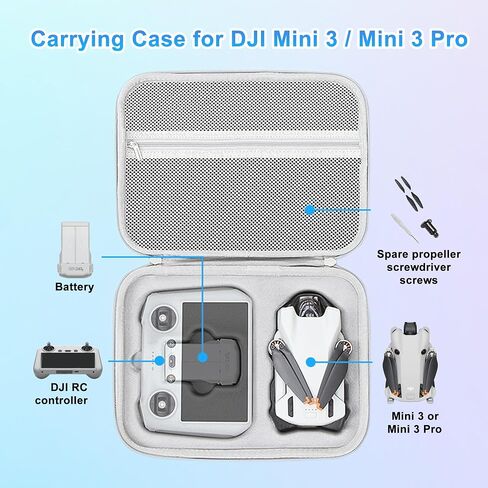 O'woda Carrying Case for DJI Mini 3 / Mini 3 Pro, Drone Travel Case Protable Storage Bag with Adjustable Shoulder Strap Compatible with DJI Mini 3 / Mini 3 Pro Accessories in Saudi Arabia