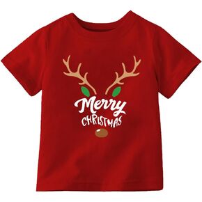 Christmas Shirt for Kids Toddler Boys Girls Rudolph The Red Nose Reindeer T-Shirts Short Sleeve Holiday Tee in Kuwait