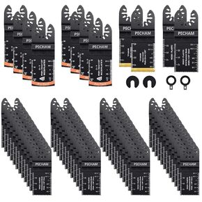 PECHAM 24PCS Universal Wood Metal Oscillating Multitool Quick Release Saw Blades Fit Porter Cable Black & Decker Rockwell Ridgid Ryobi Milwaukee Chicago Craftsman