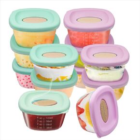 Silicone Baby Food Storage Containers, 4 oz Baby Food Jars, Snack Containers with Leak Proof Airtight Lids, Freezer, microwave and dishwasher safe, Suitable for nurseries, schools and travel (12 PACK) in Kuwait