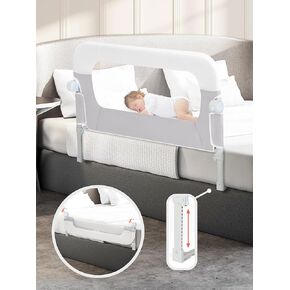 Bed Rail for Toddlers, 47" Toddler Bed Rails with Adjustable Height, Foldable Baby Bed Rail Guard, Bed Rails for Twin, Full, Queen, King Size Bed, Safety Bed Guard Rail for Toddlers