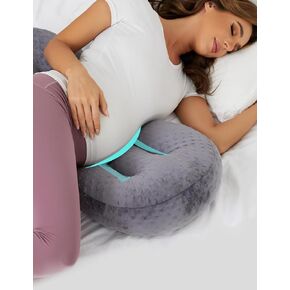 Pregnancy Pillows for Sleeping, Portable Maternity Pillow for Side Sleeper, Support for Back, Belly, HIPS for Pregnant Women, Adjustable Travel Pregnancy Pillow, Large Size (Grey)