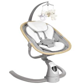 Angelbliss Baby Swing with Cry Detection, Side-to-Side Electric Swing with 5 Speeds, 180° Rotation, Indoor Swing for Infants and Toddlers (White)