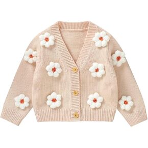 Toddler Baby Girl Sweater Floral Cardigan Knit Long Sleeve Coat Cute Fall Winter Outfits Clothes Infant Newborn
