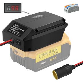 for Dewalt 20V to 12V Step Down Power Wheels Battery Adapter, 5V-13V Buck Converter Regulator, DIY Charger Converter Power Station with Cigarette Lighter Connector for Car