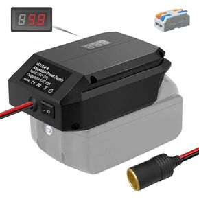 for Dewalt 20V to 12V Step Down Power Wheels Battery Adapter, 5V-13V Buck Converter Regulator, DIY Charger Converter Power Station with Cigarette Lighter Connector for Car