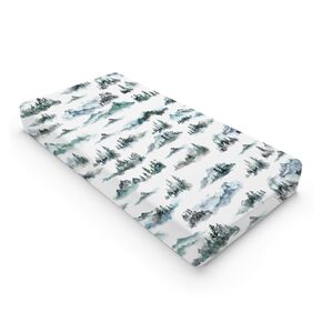 Watercolor Misty Forest Painting Baby Changing Pad Covers for Boy Girl 32''x16'' Woodland Mountain Foggy Fitted Diaper Changing Table Sheets Comfort Soft Breathable Nursery Changing Table Mats