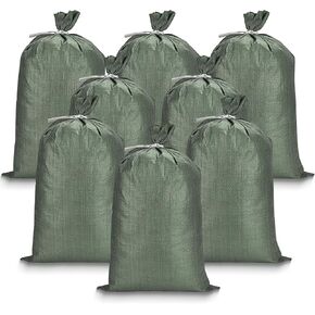 Flood Control Empty Sand Bags 25PCS, Durable Green Flood Bags, 14"x26" Large Capacity 50lbs, with Tie Closure, UV Resistant Design, Multi-Purpose Emergency Flood and Storm Protection