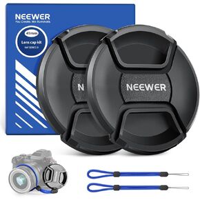NEEWER 67mm Lens Cap Kit (2 Pack), Lens Cover with Anti Loss Strap and Cleaning Cloth, Compatible with Canon Nikon Sony Fujifilm Panasonic Camera Lens of 67mm Diameter