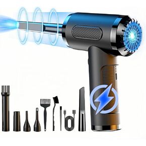 Compressed Air Duster, 130000RPM Car Vacuum, Handheld Air Blower, Air Pump, 3 Gear Adjustable Electric Air Duster with LED Light, Rechargeable Air Duster for Car Computer Keyboard Office
