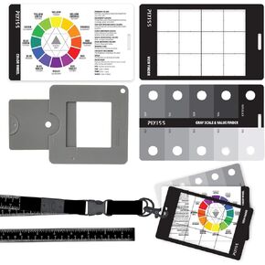 Artist Viewfinder and Color Checker Passport with Lanyard (Measures up to 31") – Pocket Color Wheel, Gray Scale Value Finder, White Balance Card for Camera Accessories for Photography