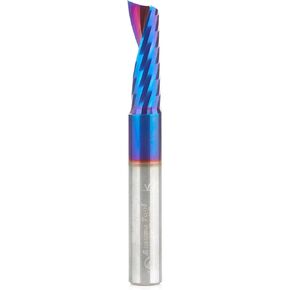 Amana Tool Spektra Coated Solid Carbide CNC Spiral Single O-Flute Router Bit, 51414-K, 3/8 D x 1-1/8 CH x 3/8 SHK x 3 Inch L Up-Cut Mirror Finish