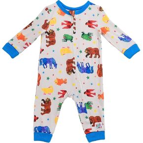 Baby Starters Brown Bear One Piece Zippered Coverall Pajamas (Brushed Jersey, Multi-Color Aminal Print, 18M)