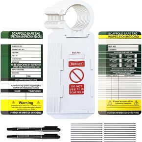 BULANGD 10 Sets of Accident Prevention Safety Inspection Labels with Brackets Scaffold, Ladders Holder Tools Tags Equipment ABS Waterproof and Durable Do Not Use Status