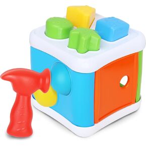 Pound a Ball and Shape Sorter - 2 in 1 Developmental Toys for Babies, 8 Different Shapes, 2 Balls, 1 Hammer Montessori Toys for 1+ Year Old Kids