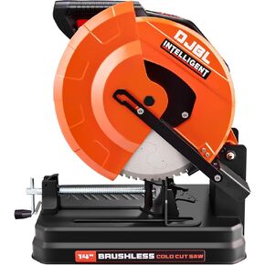 DJBL 14" 3500w Brushless Cold Cut Saw,Dry Cut Saw Cutting Speeds Changeable,Brushless Motor Metal Cut Chop Saw with 66 Teeth Ferrous Metal Cutting Blade,45 Degree Adjustable