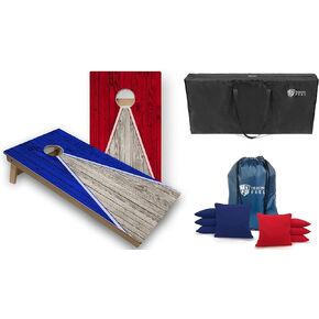 ألواح كورنهول من Tailgating Pros - لعبة كورنهول مقاس 4 × 2 بوصة مع حقيبة حمل ومجموعة من 8 أكياس فول كورن هول مع حقيبة (بطولة تصميم هرمي 4 × 2 بوصة)