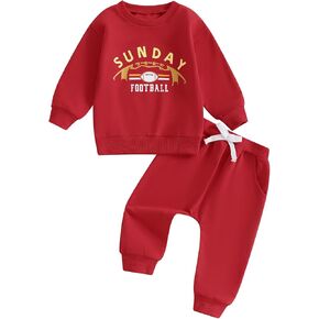 Toddler Baby Boy Girl Football Outfit SUNDAY CHIEFS Long Sleeve Sweatshirt Jogger Pants Set 2pcs Fall Winter Clothes