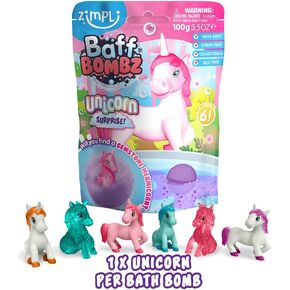 Large Unicorn Surprise Bath Bomb, 6 Surprise Unicorn Toys to Collect in Total, One Per Bath Bomb, Children's Collectible Bath Toy, Stocking Filler Toy, Xmas Present for Boys & Girls
