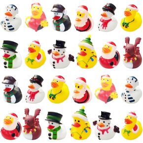Anditoy 24 Pack Christmas Rubber Ducks Jeep Bath Toys for Kids Boys Girls Toddlers Christmas Party Favors Stocking Stuffers Gifts