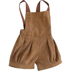 Qiylii Toddler Baby Boy Backless Cotton Linen Overall Short Jumpsuit Sleeveless Strap Suspender Overalls Summer Clothes in Saudi Arabia