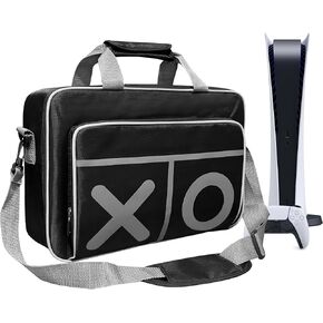 eLUUGIE Travel Carrying Case Multifunctional Travel Storage Bag Handbag/Shoulder Bag for PS5 System and Accessory/Xbox one (Black)