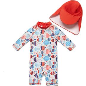 Baby Girl Sunsuit Toddler Bathing Suit UPF 50+ Sun Protection Long Sleeve Swimwear