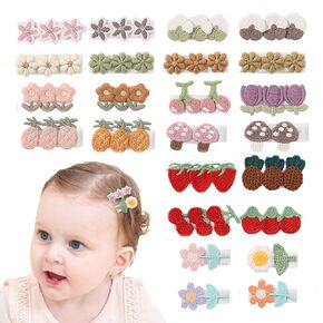 24 Pack Baby Girls Hair Clips Fully Lined Non Slip Barrettes for Fine Handmade Hair Accessories for Newborn Infant Toddler Kids