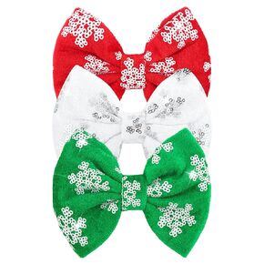YanJie Christmas Hair Bow Clips Snowflake Xmas Knotted Headbands Red Hair Clips Green Newborn Barrettes Hair Ribbon Christmas Hair Accessories Toddle