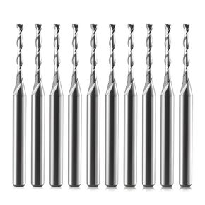 1/8" Shank CNC Router Bits Carbide End Mills 1/16 Inch Up Cut Spial Router Bit Flat Nose Carbide Endmill Two Flute Milling Cutter Tool for Wood PVC MDF Hardwood Pack of 10