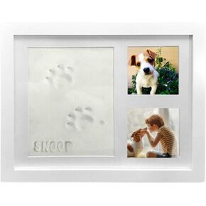 Paw Print Kit, Footprint Handprint kit, DIY Paw Print Frame Kit - Safe, Non-Toxic Ink & Clay for 3D Cat & Dog Pawprint Keepsake, Personalized Memorial & Holiday Gift, No-Mess Photo Display Frame