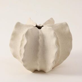 Face Vases For White Ceramic Vase Modern Home Decor, Round Matte Donut Vases for Pampas Grass, Neutral Boho Nordic Minimalism Style Flower Vases for Living Room Wedding Dinner Table Party (W429 White)