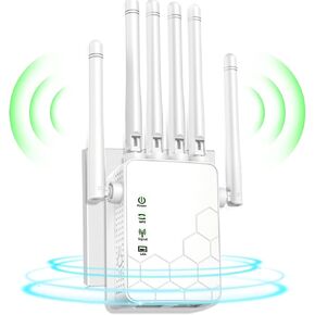 2024 Fastest WiFi Extender Signal Booster,WiFi Booster with 6 Antennas 360° Full Coverage Up to 1680 Sq.ft and 45 Devices,with 2 Ethernet Port,Quick Setup.