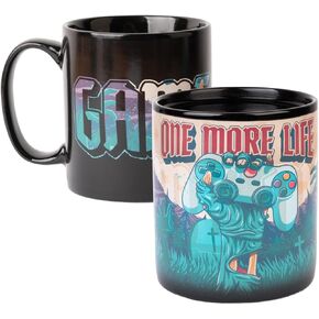 Grupo Erik Gaming Controller Holder Mug XL Heat Changing Mug One More Life | 52 cl - 520 ml - 17.6 oz | Coffee Mug | Tea Mug | Cool Gifts | Gamer Gifts | Gaming Accessories