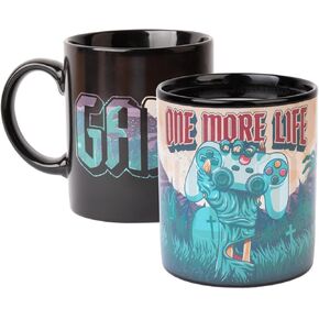 Grupo Erik Gaming Controller Holder Mug XL Heat Changing Mug One More Life | 52 cl - 520 ml - 17.6 oz | Coffee Mug | Tea Mug | Cool Gifts | Gamer Gifts | Gaming Accessories