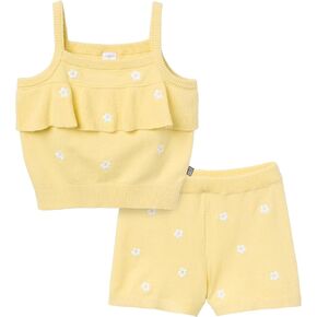 Modern Moments by Gerber Girls' Baby and Toddler Jersey Sweater Knit 2-piece Short Set