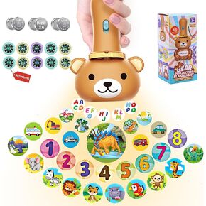 Kids Projector Flashlight - Slide Projector Torch with 80 Patterns, Kids Early Learning Educational Interactive Toy Gift, Girls Boys Cognition Bedtime Education