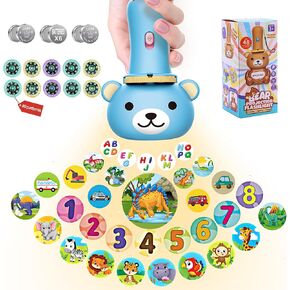 Kids Projector Flashlight - Slide Projector Torch with 80 Patterns, Kids Early Learning Educational Interactive Toy Gift, Girls Boys Cognition Bedtime Education