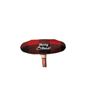 Curling Broom Cover Red & Black Buffalo Plaid Hurry Hard w. Curling Stone