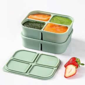 Ice Cube Tray 2 Pack ，Stackable Large Silicone Ice Cube Freezer Molds & Easy Release Square Ice Cube Maker with Removable Lid BPA Free for Cocktail,Whiskey,Soup Baby Food