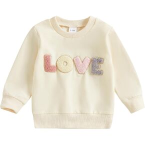 Baby Girl Clothes Toddler Fall Winter Outfits Love Embroidery Long Sleeve Crewneck Sweatshirts Oversized Pullovers