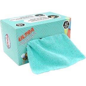 Microfiber Cleaning Cloth, Lint-Free Shop Towels Reusable, Bulk Rags in a Box for Home, Kitchen and Car, 8 Inch x 8 Inch,40 Pack with Box (Grey)