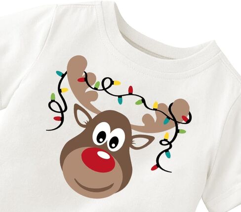 Christmas Shirt for Kids Toddler Boys Girls Rudolph The Red Nose Reindeer T-Shirts Short Sleeve Holiday Tee in Kuwait