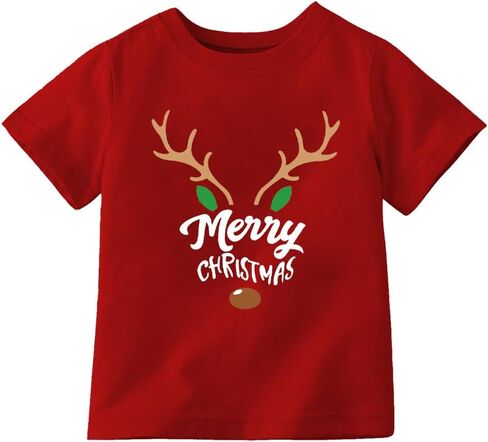 Christmas Shirt for Kids Toddler Boys Girls Rudolph The Red Nose Reindeer T-Shirts Short Sleeve Holiday Tee in Kuwait