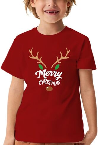 Christmas Shirt for Kids Toddler Boys Girls Rudolph The Red Nose Reindeer T-Shirts Short Sleeve Holiday Tee in Kuwait