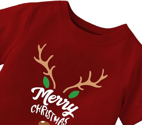 Christmas Shirt for Kids Toddler Boys Girls Rudolph The Red Nose Reindeer T-Shirts Short Sleeve Holiday Tee in Kuwait