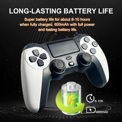 وحدة تحكم Snail Bear اللاسلكية لجهاز PS4، وحدة تحكم ألعاب متوافقة مع Playstation 3، Playstation4/Pro، Android، اهتزاز مزدوج، صوت، مستشعر حركة سداسي المحاور (أبيض) in Saudi Arabia