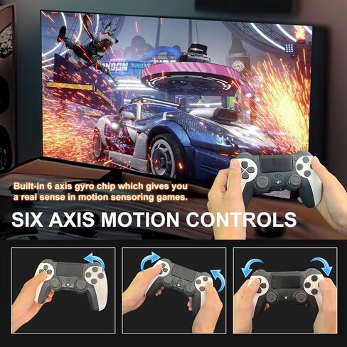 وحدة تحكم Snail Bear اللاسلكية لجهاز PS4، وحدة تحكم ألعاب متوافقة مع Playstation 3، Playstation4/Pro، Android، اهتزاز مزدوج، صوت، مستشعر حركة سداسي المحاور (أبيض) in Saudi Arabia