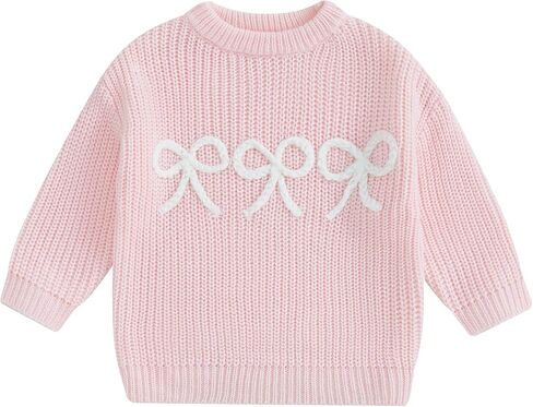 Sasaerucure Infant Baby Girl Knit Sweater Embroidered Bow Shirts Kid Toddler Baby Girl Long Sleeve Sweatshirt Winter Clothes in Saudi Arabia